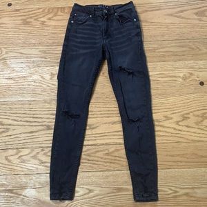 Denim Co. Mid rise black ripped jeans
